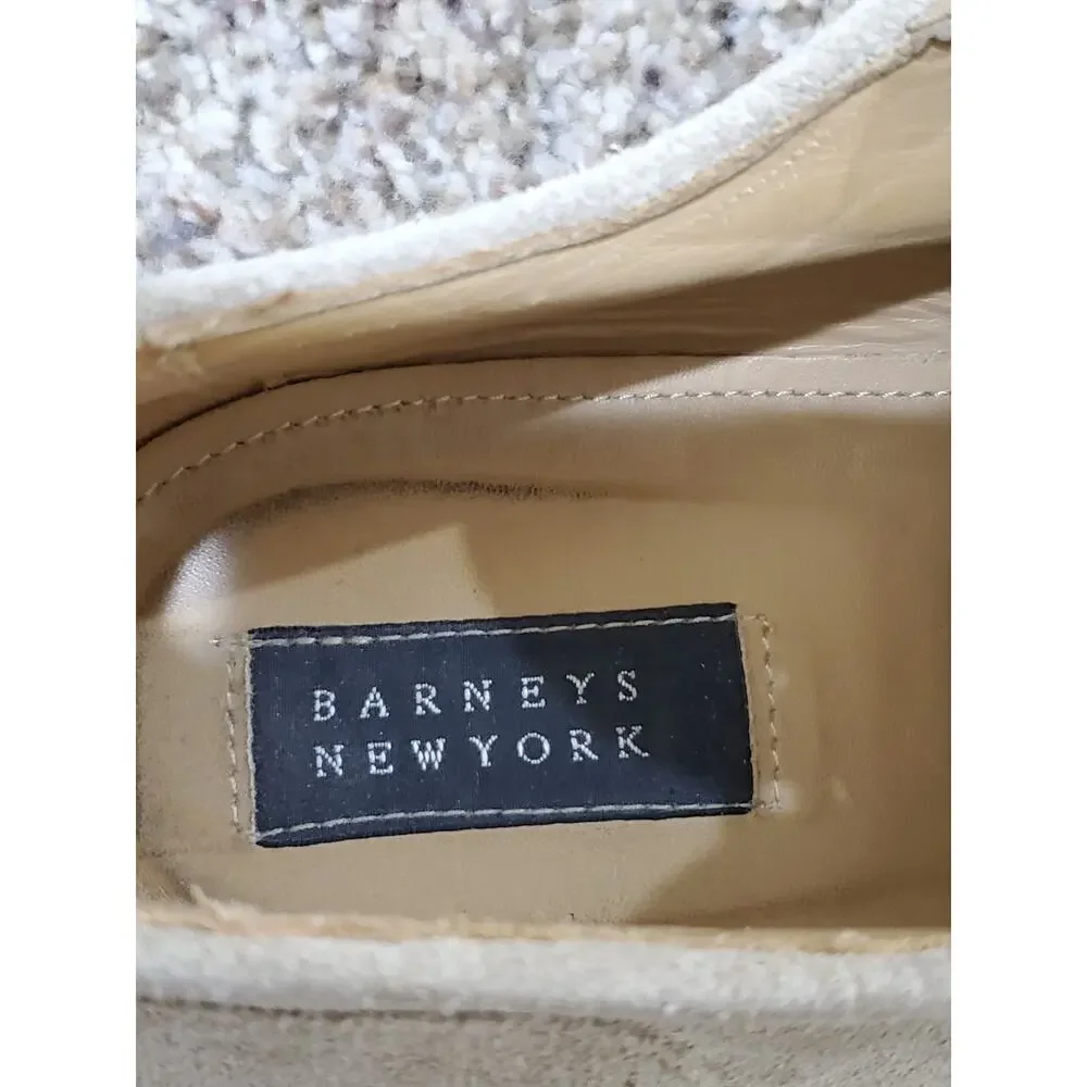 Barneys New York Men’s 7.5 M Beige Suede Derby Shoes Made in Italy Lace Up